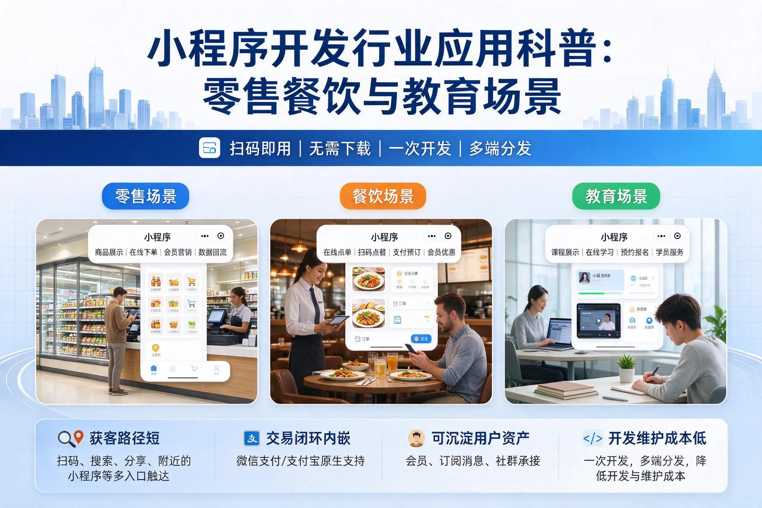 厦门小程序开发行业应用科普:零售餐饮与教育场景