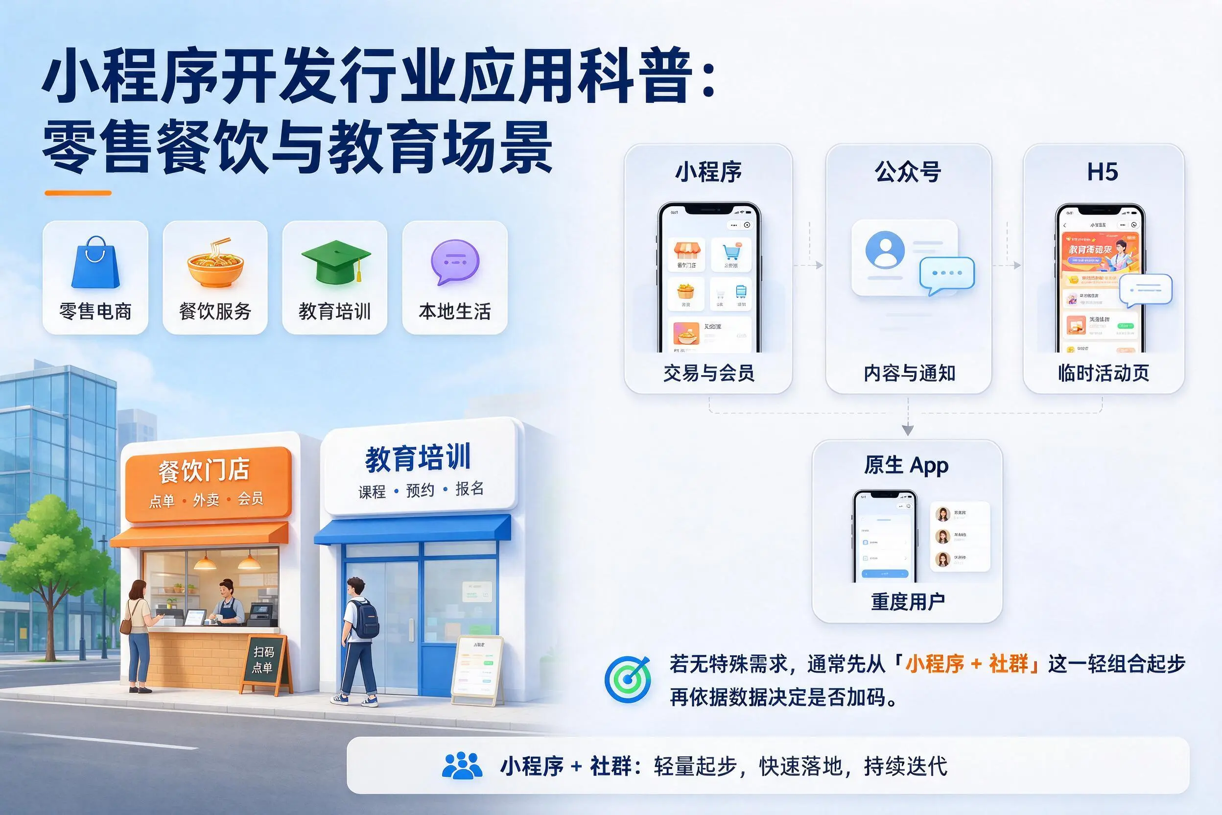 厦门小程序开发行业应用科普:零售餐饮与教育场景