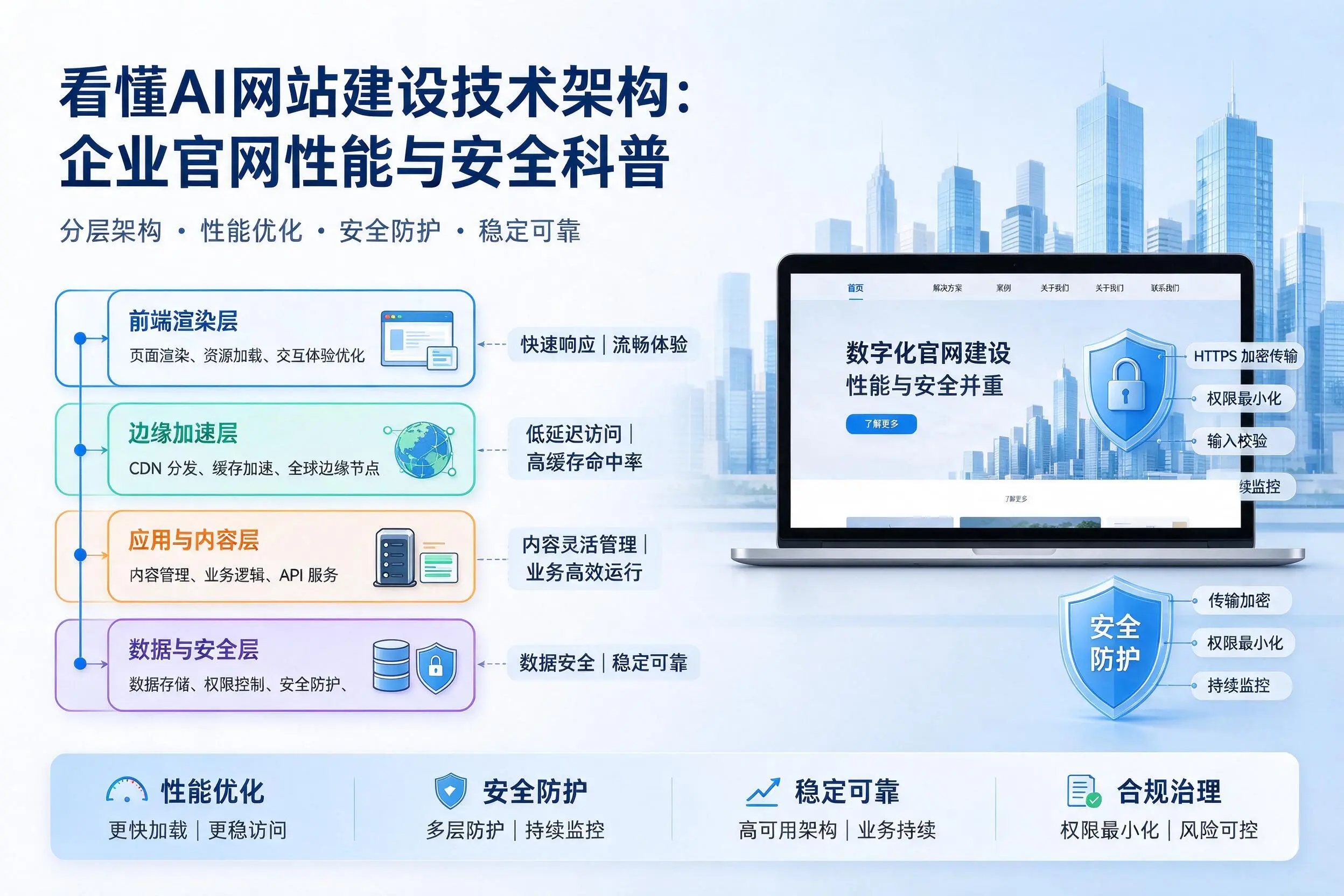 看懂AI网站建设技术架构:厦门企业官网性能与安全科普